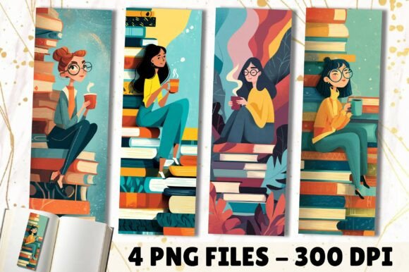 Aesthetic Girl Reading Coffee Bookmark: A Designer's Asset