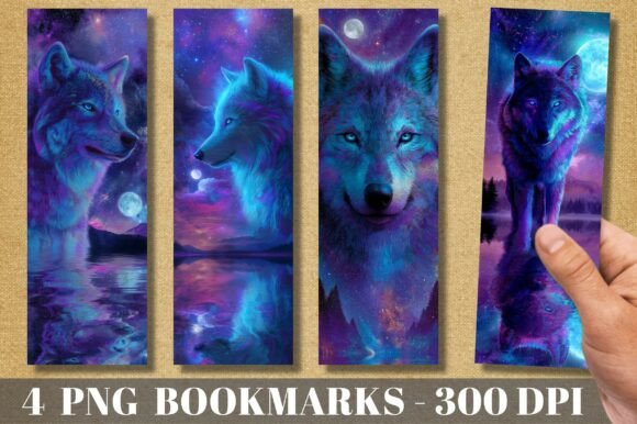 Aurora Wolf Moon Reflection Bookmark: A Designer's Asset