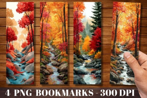 Autumn Forest River Watercolor Bookmark: Elevate Your Brand