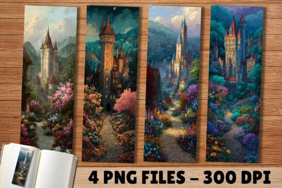 Floral Dreamy Fairy Tale Castle Bookmark Design