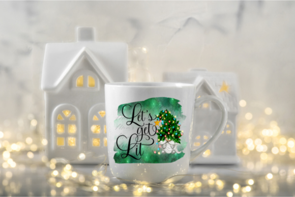 Let's Get Lit Christmas Gnome PNG for Festive Designs