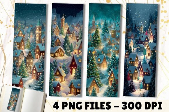 Snowy Village Christmas Night Bookmark: A Designer's Festive Asset