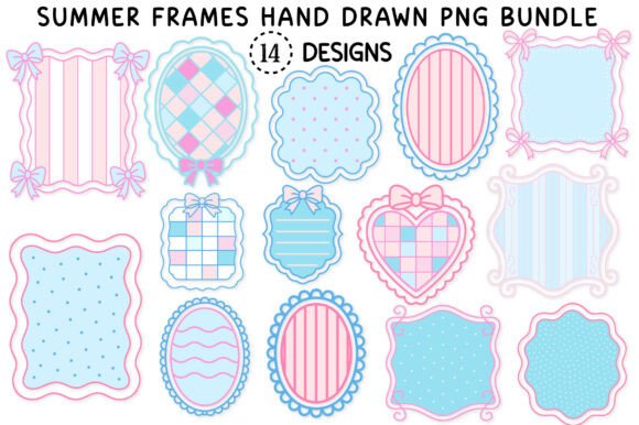 Summer Frames Hand Drawn PNG Bundle for Creative Design