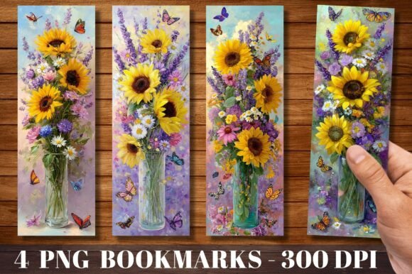 Sunflower and Lavender Floral Bookmark: A Designer's Asset