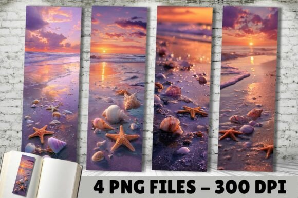 Sunset Beach Starfish Seascape Bookmark: A Design Asset