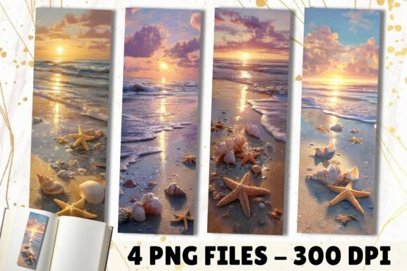 Tropical Beach Sunset Starfish Bookmark: A Design Asset for Creative Projects